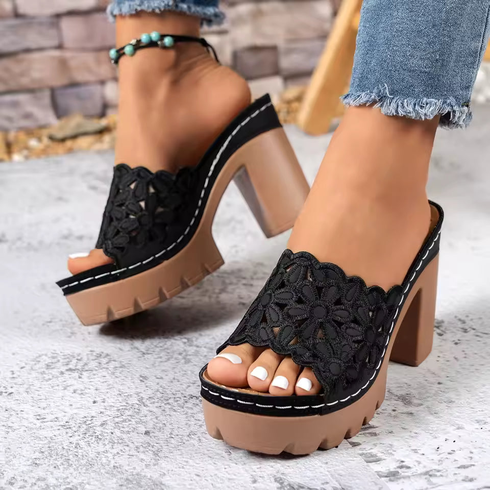 LacePetal Platform Heels