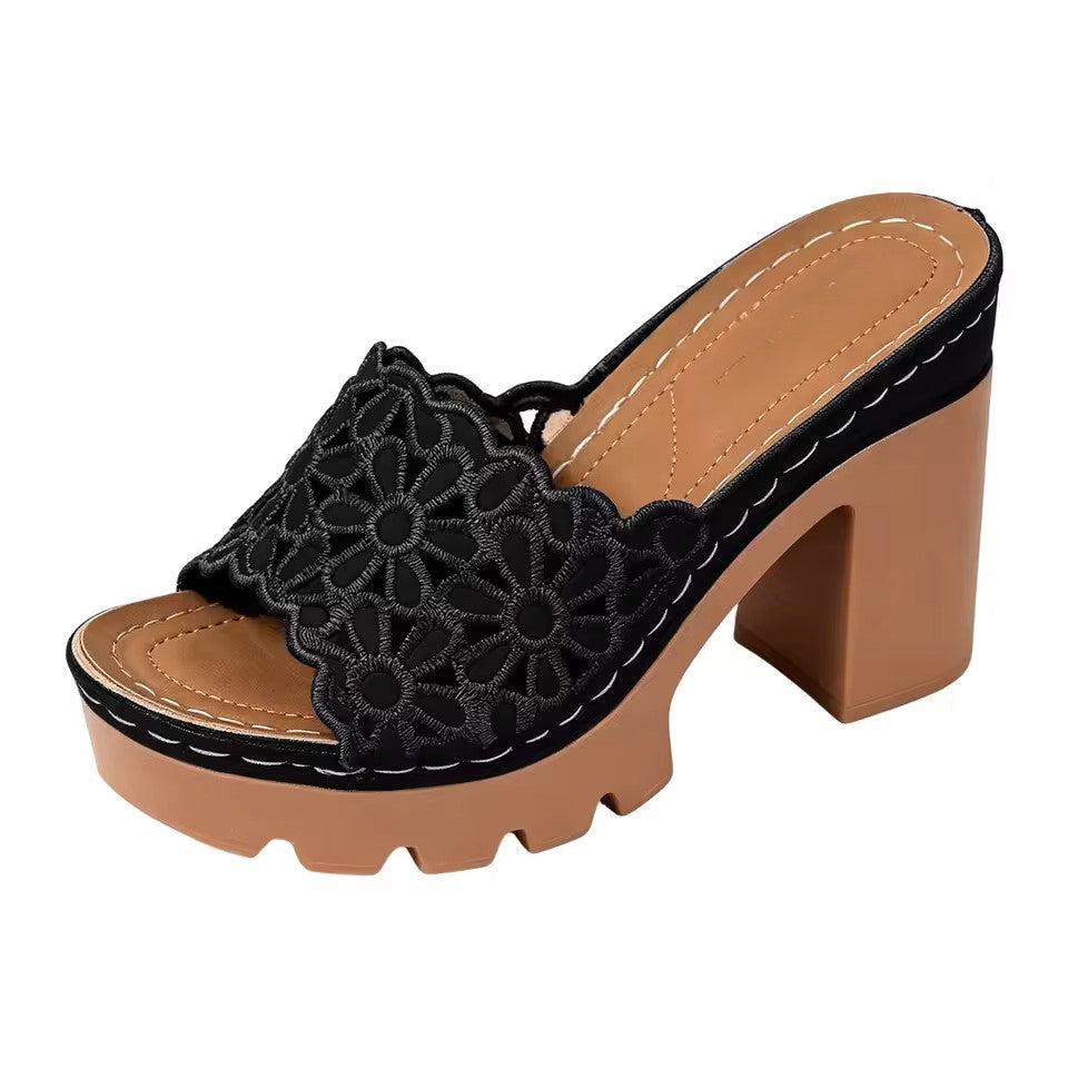 LacePetal Platform Heels