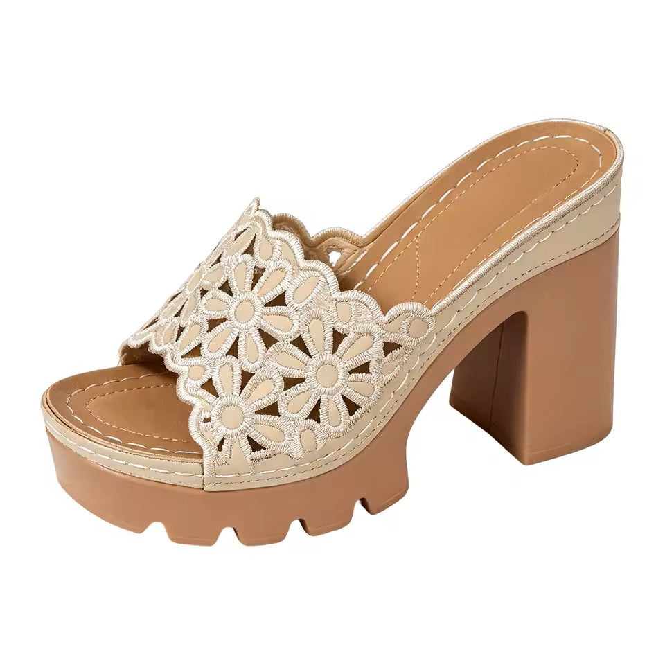 LacePetal Platform Heels