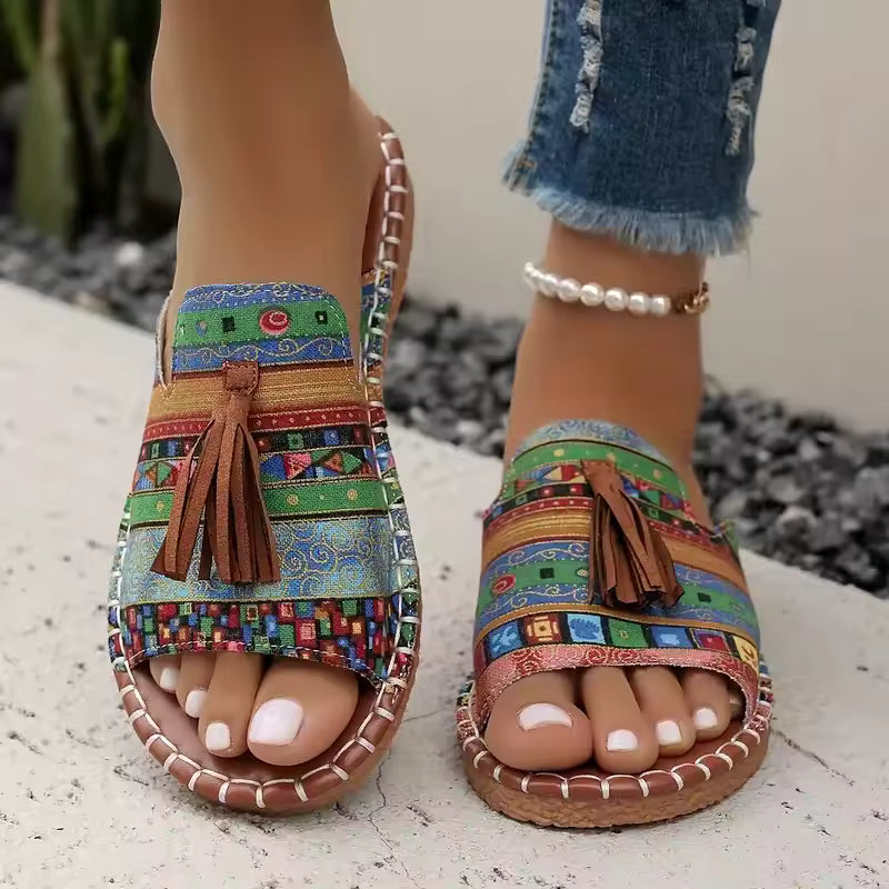 BohoBlock Tassel Flats