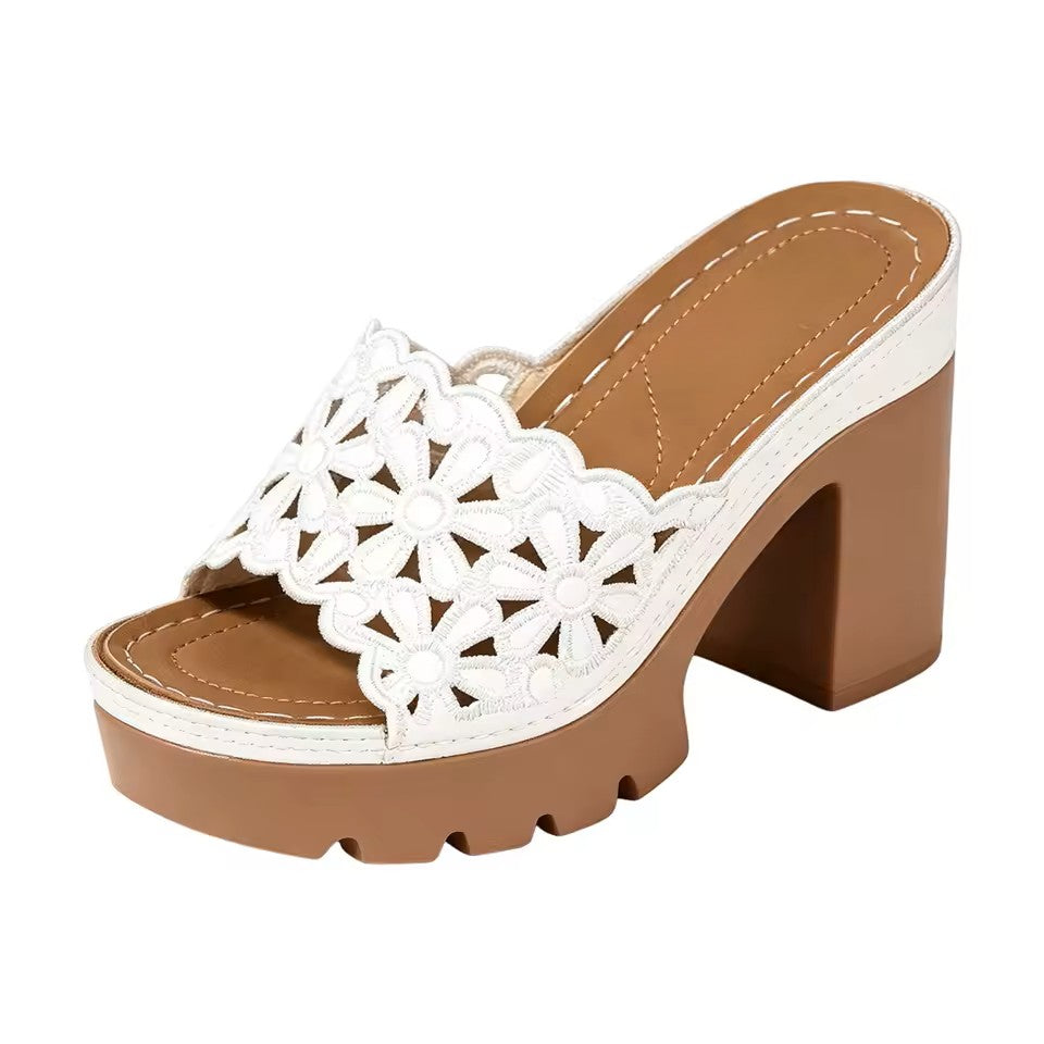 LacePetal Platform Heels