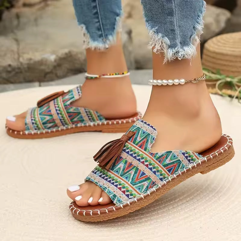 BohoBlock Tassel Flats