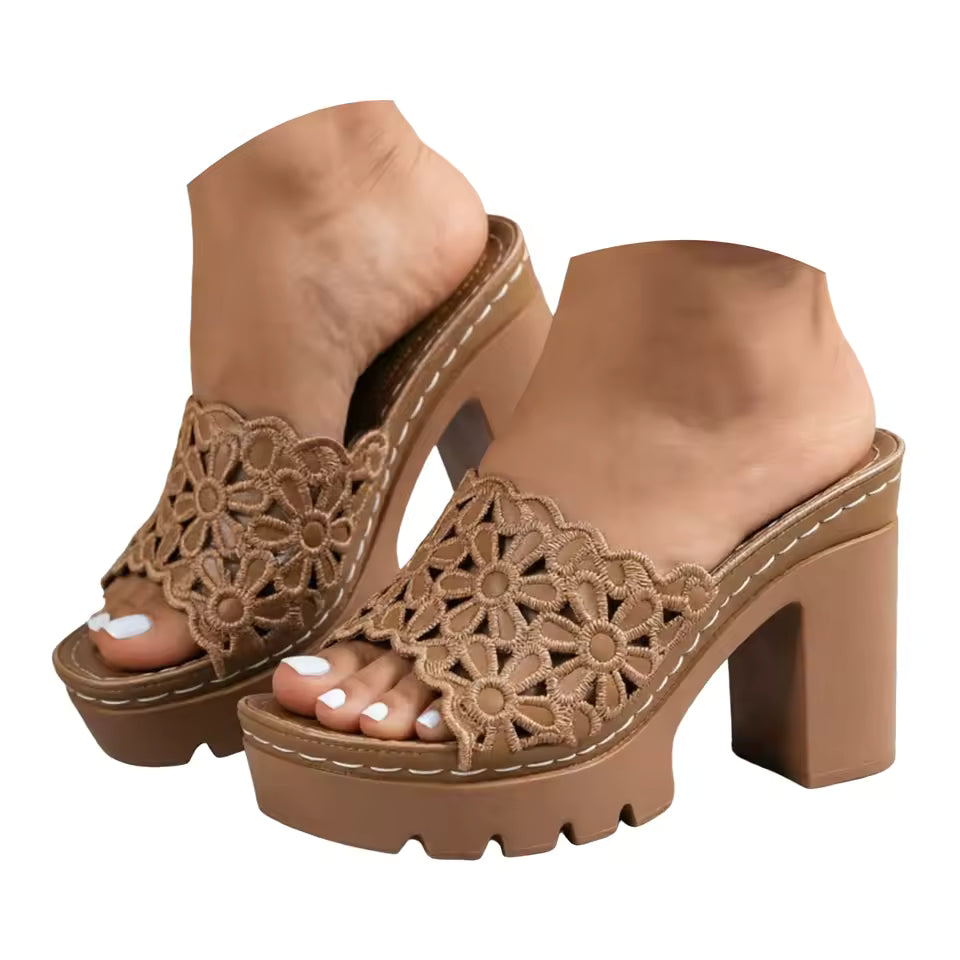LacePetal Platform Heels