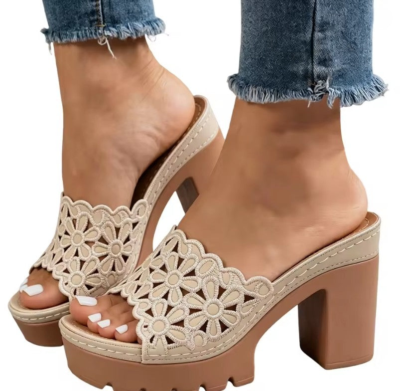 LacePetal Platform Heels