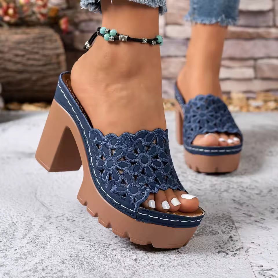 LacePetal Platform Heels